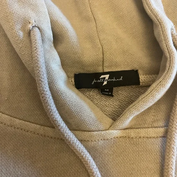 7 For All ManKind Tan Hooded Sweatshirt Dress - Picture 2 of 4